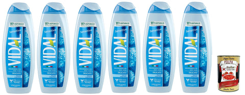 Vidal Sensitive Bagnodoccia Delicato Talco Liquido, Talkum Foam Baths Bath Shower Foam, Care and Cleansing of the Body 6 x 500 ml + Italian Gourmet Polpa 400 g