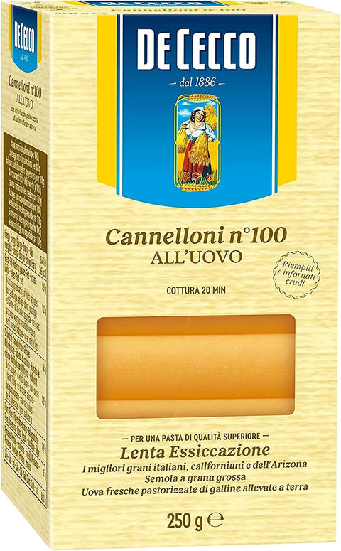 20x De Cecco Pasta Cannelloni n. 100 Uovo Egg Pasta 250 g
