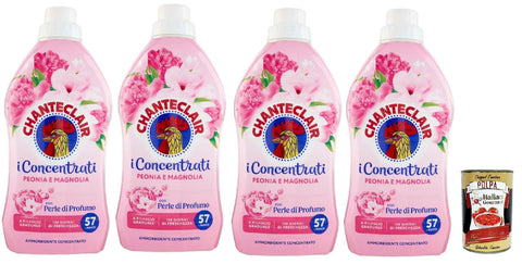 Chante Clair, i Concentrati Ammorbidente Vaniglia E Argan, Fabric Softener with Peony and Magnolia, 4 x 1140 ml, Long-Lasting Fragrance, 57 Washes, Detergent & Itlaian Gourmet Polpa 400 g