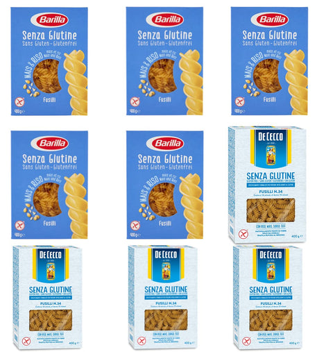 5 x Barilla Fusilli 400 g Senza Glutine Glutine Pasta Noodles + 4x De Cecco Fusilli Gluten Free