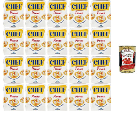 Parmalat Panna Chef Cooking Cream, 200 ml, Pack of 20 + Italian Gourmet Polpa 400 g