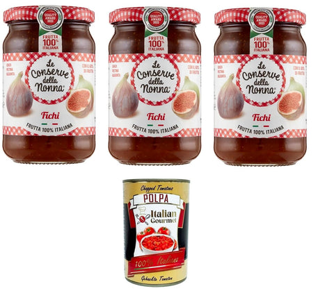 Le Conserve della Nonna Confettura di Fichi Jam Figs 3 x 340 g + Italian Gourmet Polpa 400 g