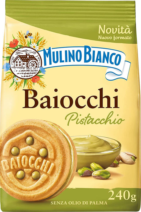 6 x Mulino Bianco Pistacchio Biscuits with Pistachios, Biscuits with Pistachios and Shortcrust Dough, Ideal for Breakfast or Snack, without Palm Oil, 240 g