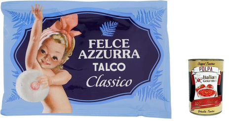10x PAGLIERI Felce Azzurra Talco Classico Body Powder Talc Powder Talc Powder Talc Bag 100g + Italian Gourmet Polpa 400g