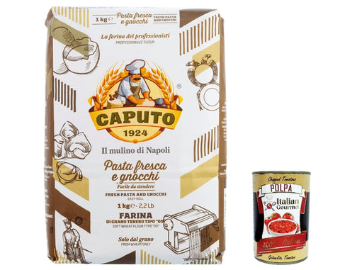 12x Farina Molino Caputo Pasta Fresca e Gnocchi Napoli Flour "00" 1 kg + Italian Gourmet Polpa 400 g