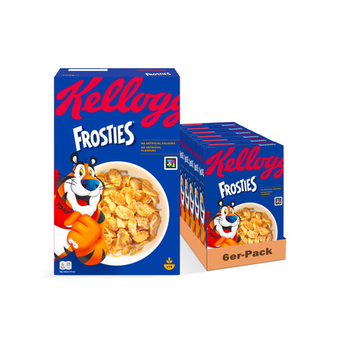 Kellogg's Frosties (6 x 400 g) - Crispy Corn Flakes with Delicious Frosting - Breakfast Cereals without Artificial Colours and Flavours