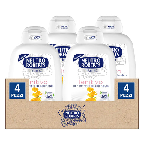 4x Neutro Roberts Soothing Intimate Cleanser with Calendula Extract and Physiological pH – 4 Bottles of 200 ml Each