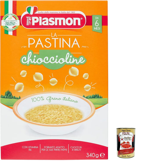 6x Plasmon Chioccioline Pastina Infanzia Svezzamento Dai 6 Mesi 340 Grammi + Italian Gourmet Polpa 400 g