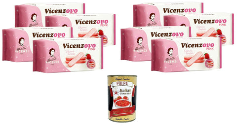 Vicenzi Vicenzovo Pink Savoiardi alla Fragola, Pink Strawberry Savoiardi, Limited Edition, 8 x 200 g + Italian Gourmet Polpa 400 g