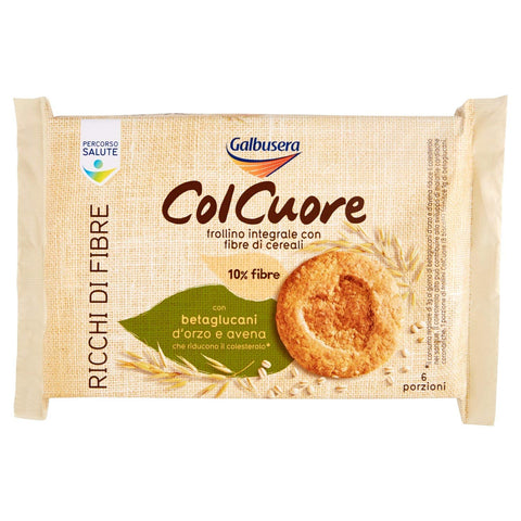 Galbusera ColCuore Biscuore Whole Grain Biscuits Rich in Fibres 300 g (6 Snacks)
