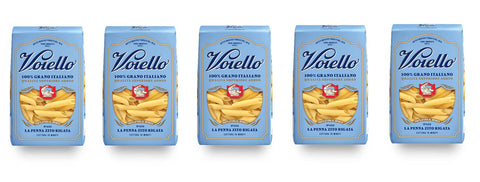 Voiello La Penna Zito Rigata n°155 Pasta, 100% Italian Wheat, 500 g, Durum Wheat Semolina Pasta, Bronze Drawing, Pack of 5