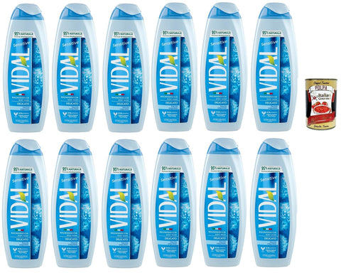Vidal Sensitive Bagnodoccia Delicato Talco Liquido, Talkum Foam Baths Bath Shower Foam, Care and Cleansing of the Body 12 x 500 ml + Italian Gourmet Polpa 400 g