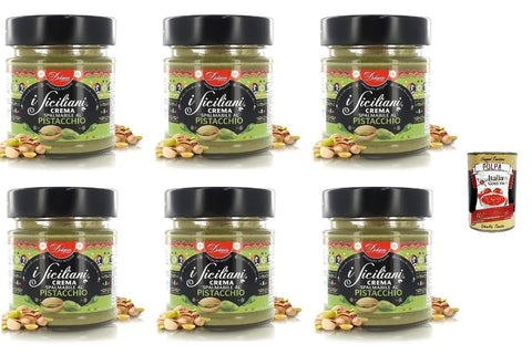 Dolgam I Siciliani Pistachio Cream, 6 x 200 g, Palm Oil Free, Gluten Free, + Italian Gourmet Polpa 400 g