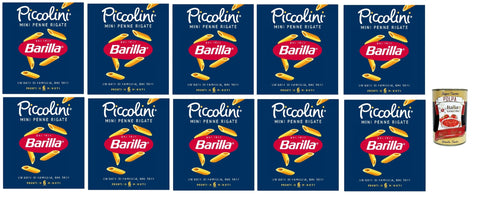 Barilla Piccolini Mini Penne Rigate - Durum Wheat Semolina Pasta, Ready to Cook in 6 Minutes, Ideal Bite Resistance & Sauce Adhesion, Family Format for Quick Dishes, 10 x 500 g + Italian Gourmet Polpa