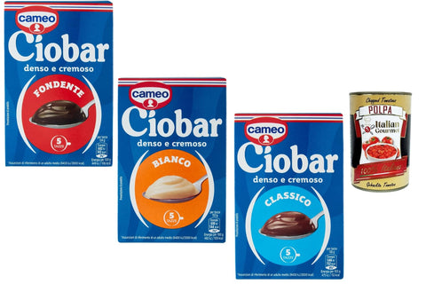 Cameo Ciobar Fondente Bianco Classico Drinking Chocolate Set, Dense & Creamy Italian Cocoa Mix, Pack of 3, 5 Portions Each (15 Cups Total) + Italian Gourmet Polpa