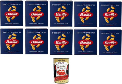 Barilla, I Classici, Pasta Gnocchetti Sardi N.60 100% Italian Wheat 10 x 500 g + Italian Gourmet Polpa 400 g