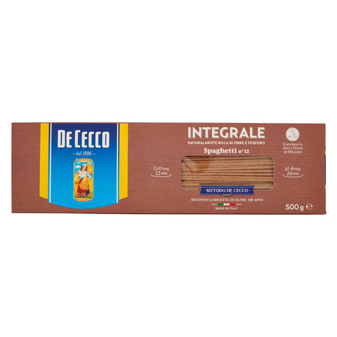 10x Pasta De Cecco Spaghetti Integrale n. 12 Full Grain Italian Noodles 500 g + Italian Gourmet Polpa 400 g