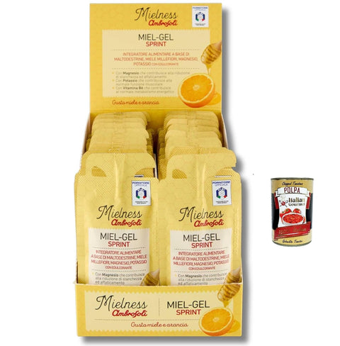 Ambrosoli Mielness Miel Gel Sprint 30 ml, Honey Gel Honey Orange Flavour 30 x 30 ml + Italian Gourmet Polpa 400 g