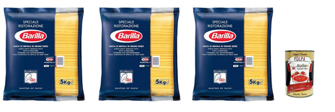Pasta Barilla Spaghettoni Ristorante No. 7 Italian Noodles 3 x 5 kg Pack + Italian Gourmet Polpa