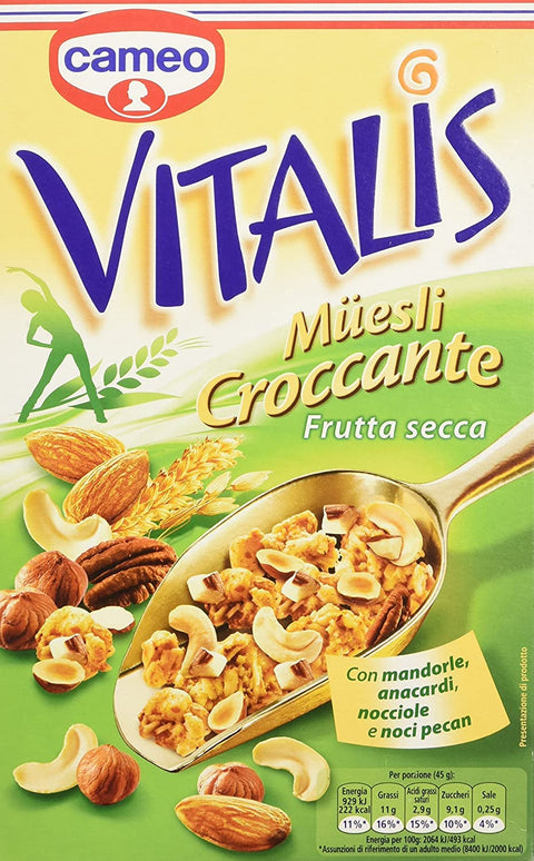 6x Cameo Vitalis Muesli Croccante Frutta Secca Cereal Dried Fruits 300g
