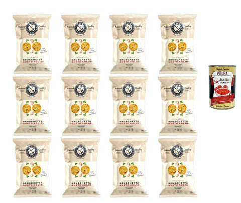 Fox, Bruschette Aglio "Chef Gourmet", snack bruschetta for garlic, the traditional garlic bruschetta for your aperitif, 12 x 150 g + Italian gourmet polpa 400 g