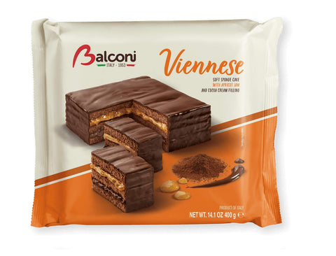 6 x Balconi Viennese Chocolate & Apricot Torta Chocolate 400 g Cake Vienna Cake