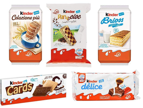 Test Pack Kinder Ferrero Brioss Colazione più Panecioc Delice Snack Cards