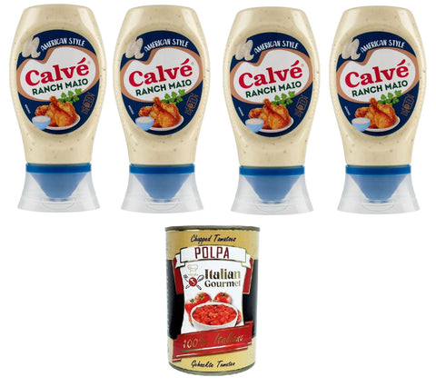 Calvè Ranch Maio Buttermilk Cream Mayonnaise Sauce 4 x 240 g + Italian Gourmet Polpa 400 g