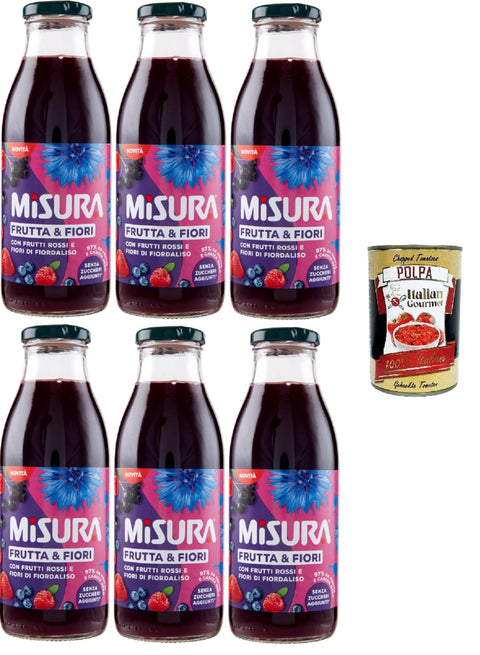 Misura Frutti & Fiori Fruit Juices Red Fruits and Cornflower Blossoms 6 x 500 ml + Italian Gourmet Polpa 400 g