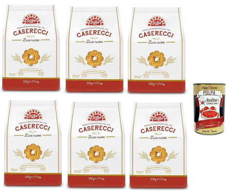 Di Leo, Biscotti Frollini Caserecci Lune Nuove, Bronze Targeted Biscuits, Sweet and Real Biscuits, 8 x 500 g + Italian Gourmet Polpa 400 g