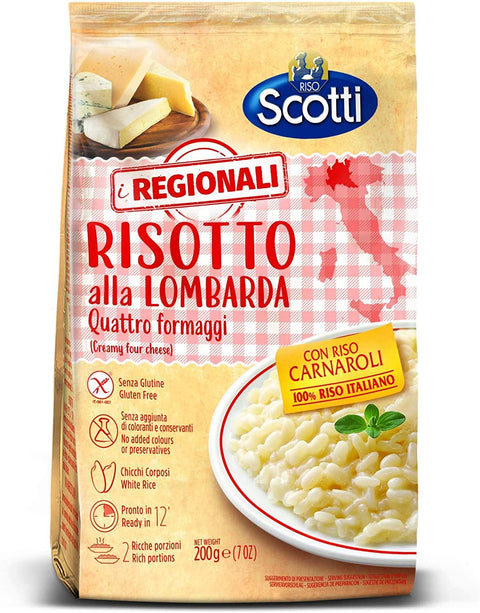 6x Riso scotti risotto alla lombarda ai quattro formaggio risotto with four cheeses, 200 g