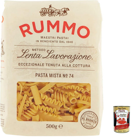 5 x Rummo Pasta Mista N. 74 Durum Wheat Semolina Pasta Italian Noodles 500 g Pack + Italian Gourmet Polpa di Pomodoro 400 g Tin