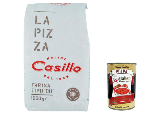 12x Selezione Casillo Farina per Pizza '00', Wheat Flour Pizza Napoli Pizza Flour 1 kg + Italian Gourmet Polpa 400 g