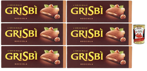 Grisbì Nocciola - Filled Biscuits with Hazelnut Cream, Italian Pastry, 6 x 135 g - Crispy Exterior, Creamy Inside - by Matilde Vicenzi + Italian Gourmet Polpa 400g