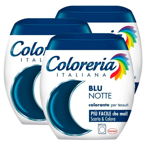 3x Italian Coloreria Textile Dye for Washing Machine Colour Night Blue Formula All in One - 3 Single Dose Packs of 350g
