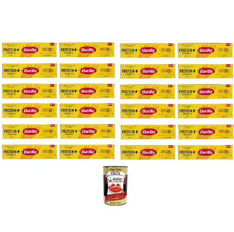 Barilla Protein+ Spaghetti 400 g, Pasta Rich in Vegetable Protein, 24 x 400 g + Italian Gourmet Polpa 400 g