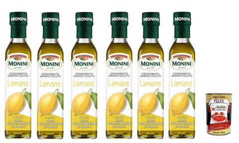 6 x Monini Spice Based on Extra Virgin Olive Oil with Lemon Flavour 250 ml + Italian Gourmet Polpa 400 g
