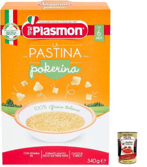 3x Plasmon Pastina Infanzia Svezzamento Dai 6 Mesi 340 Grammi + Italian Gourmet Polpa 400 g