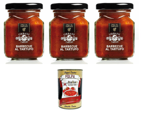 Urbani Tartufi Salsa BBQ al tartufo Truffle BBQ Sauce 3 x 90 g + Italian Gourmet Polpa 400 g