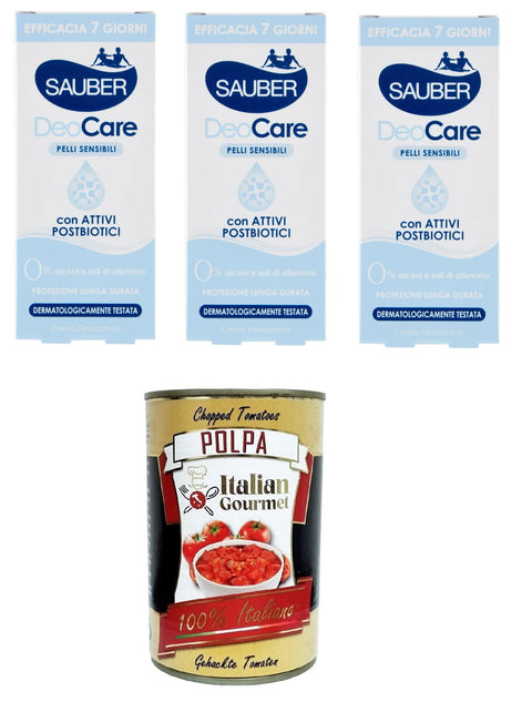 Sauber Deodorante Deodorant, Cream Deodorant, 3 x 35 ml + Italian Gourmet Polpa 400 g