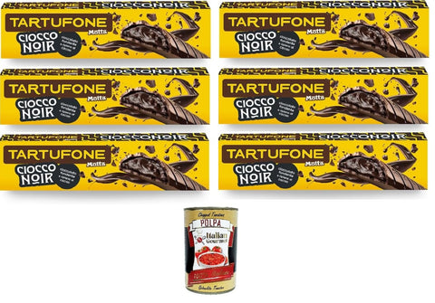 Motta Tartufone Ciocco Noir Barra di Cioccolato Fondente Ciocconoir con Ripieno al Cacao Tartufone Ciocco Noir Dark Chocolate Bar Ciocconoir with Cocoa Filling 6 x 150 g + Italian Gourmet Polpa 400 g