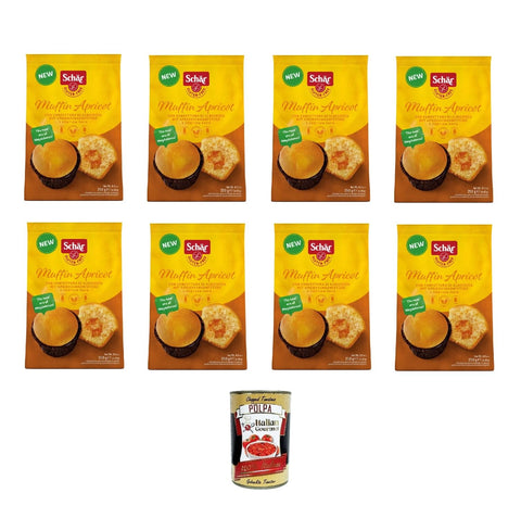 Schar Muffin Apricot with Confettura di Albicocca 250 g, Gluten-Free Apricot Muffins 8 x 250 g + Italian Gourmet Polpa 400 g