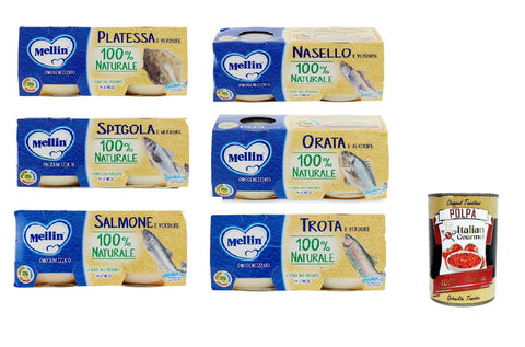 Mellin Test Pack Pesce e Verdure 6x (2 x 80g) + Italian Gourmet Polpa 400g