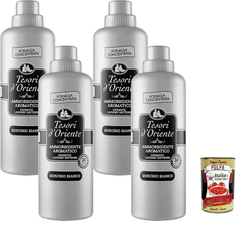 Tesori d'Oriente Muschio Bianco, ammorbidente concentrato, concentrated fabric softener, 760 ml (Ammorbidente Aromatico, x4) + Italian Gourmet Plpa 400 g