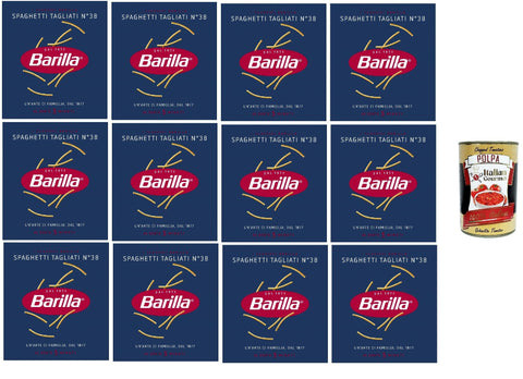 Barilla Spaghetti Tagliati N.38 – 12 x 500 g Short Spaghetti Made of Durum Wheat Semolina for Soups and Broths, Boil-Resistant, al Dente in 5 Minutes, Made in Italy + Italian Gourmet Polpa