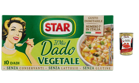 Star il Mio Dado Vegetals with 9 Vegetals, No Preservatives, Lactose-free and Gluten-Free + Italian Gourmet Polpa 400 g, Pack of 12
