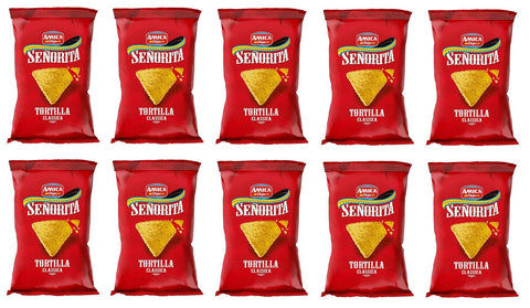 10 x Amica Chips Señorita Tortilla Classica Corn Snacks Salty Snack 200 g Bag