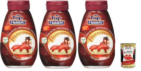 Fabbri Topping Sauce Frutti di Bosco, Berries for Ice Cream, Desserts and Coffee, 3 x 225 g, Gluten-Free Ready-to-Use Sauce + Italian Gourmet Polpa 400 g