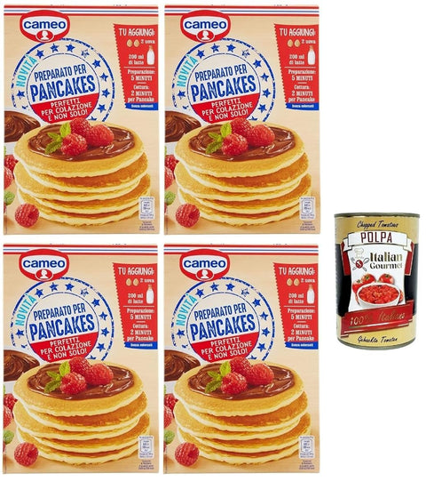 Cameo Pancake Baking Mix, Pack of 4, 250 g per Pack, Quick Preparation + Italian Gourmet Polpa 400 g