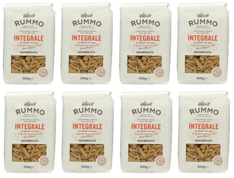 Rummo Pasta Mista Integrale N°74, Whole Grain Pasta, Full Grain Italian Pasta, 500 g, Pack of 8